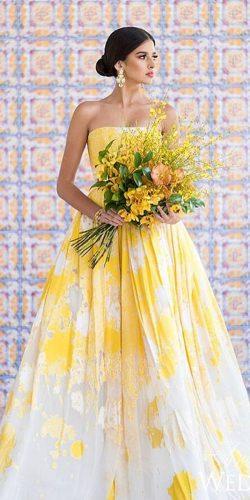 Yellow Flowers Wedding Dress