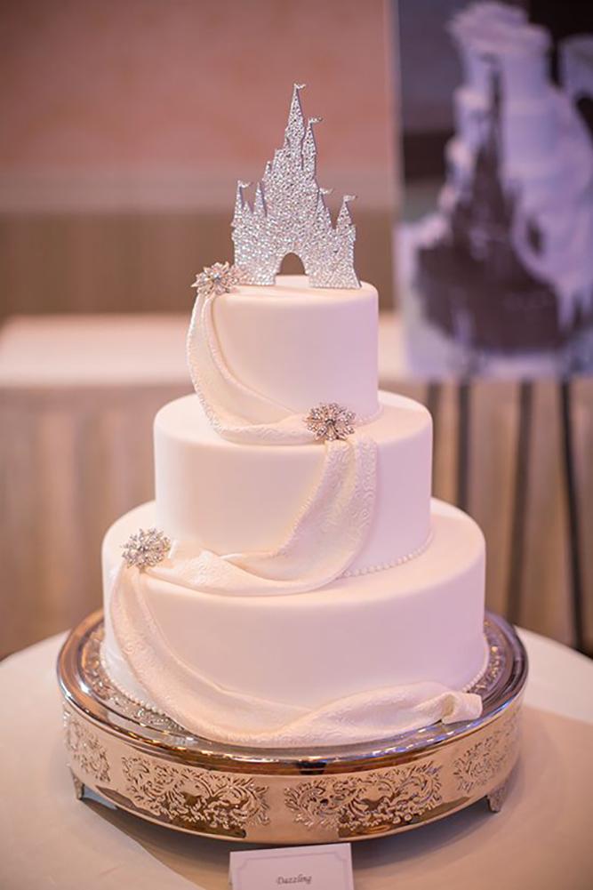disney wedding white cake with castle disneyweddings