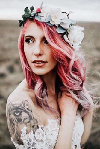 wedding hairdos colour hair with flower crown lovesparklepretty