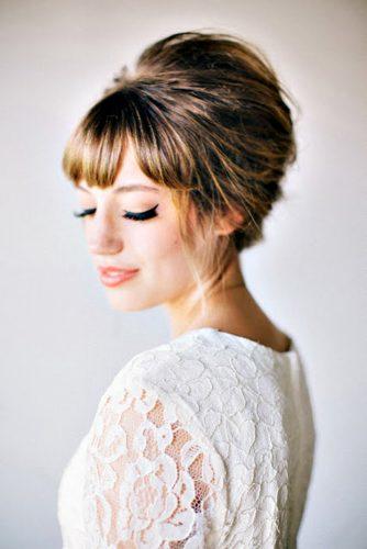 wedding hairdos with bang hair and makeup by stepth