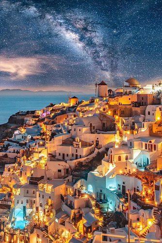 best honeymoon spots night view santorini