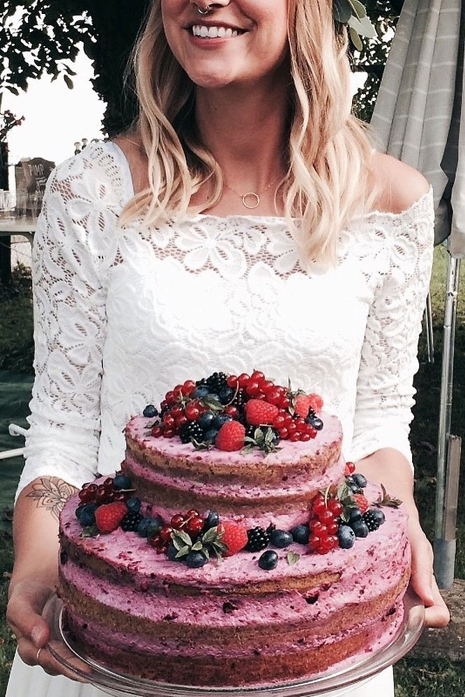 italian wedding cakes naked chocolate with berries and pink cream corinna via instagram