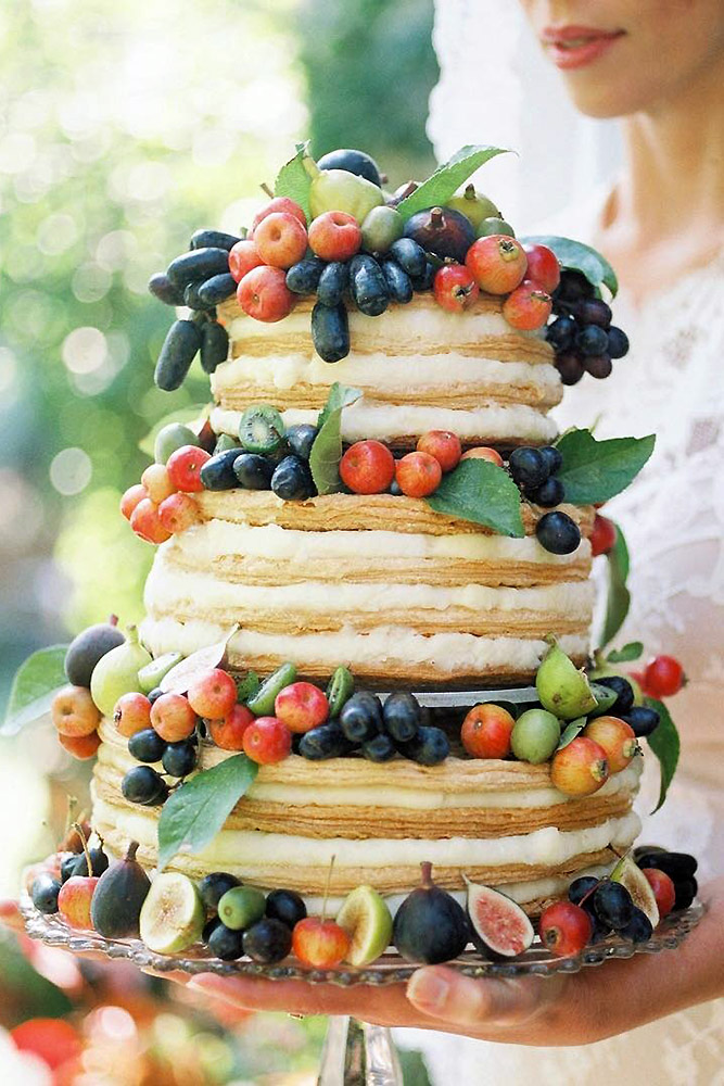 italian wedding cakes naked grapes decorated in fruit with apples in the hands of the bride kelli walker via instagram