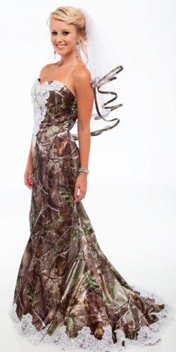 mermaid strapless sweetheart neck camo wedding dresses realtree