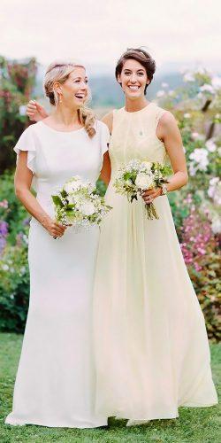 bateau neck long lace yellow bridesmaid dresses david jenkins