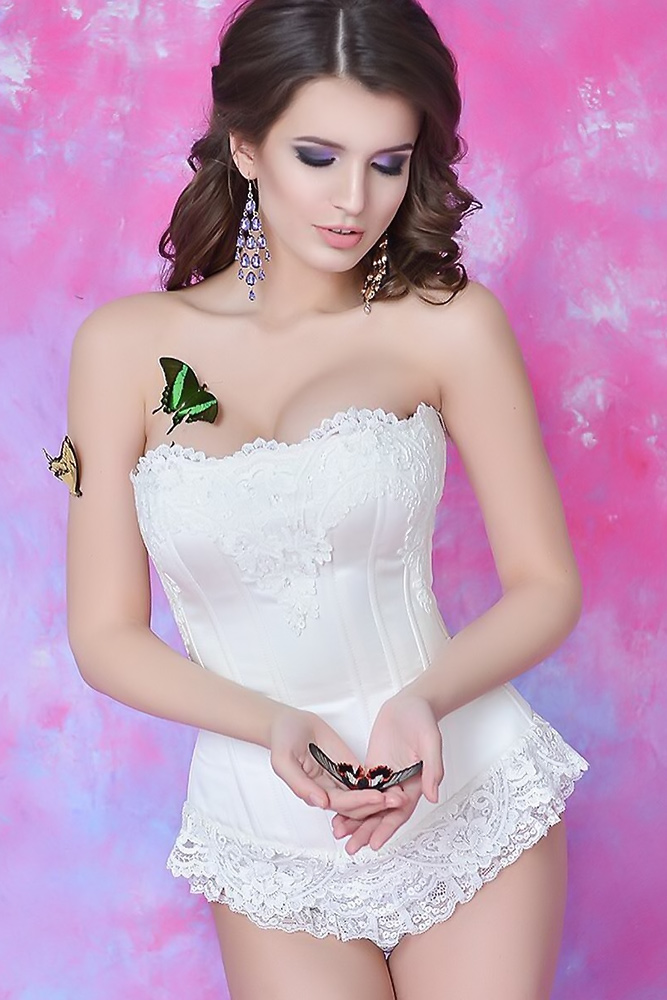 bridal corset white strapless wedding coret maidol corsets