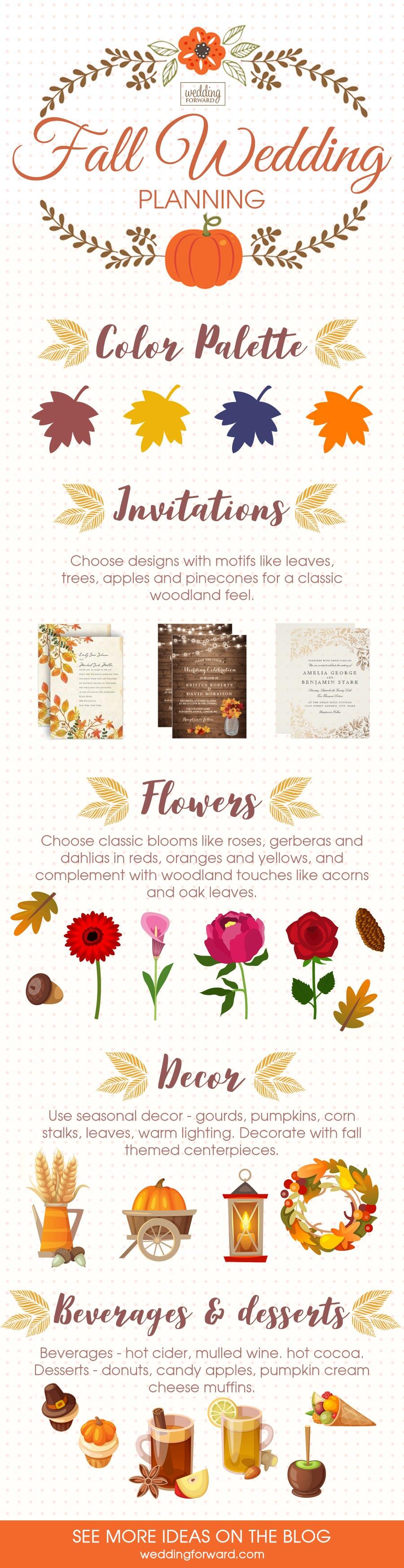 fall wedding color decor flower ideas theme infographics