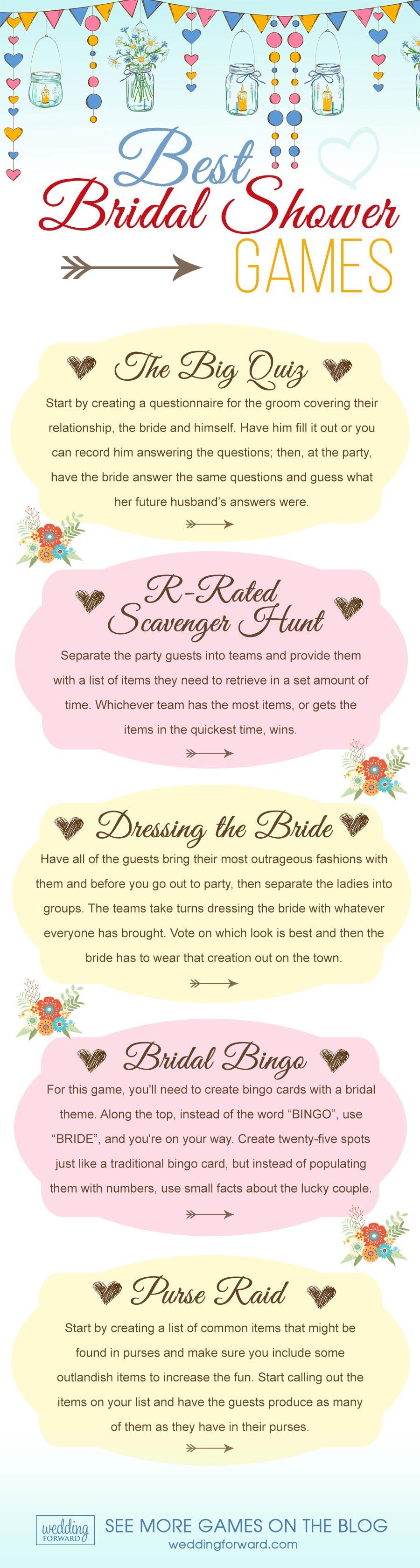infographic best bridal shower games 5 fun quiz bingo dressing the bride