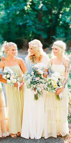 long mismatched spaghetti straps yellow bridesmaid dresses erich mcvey