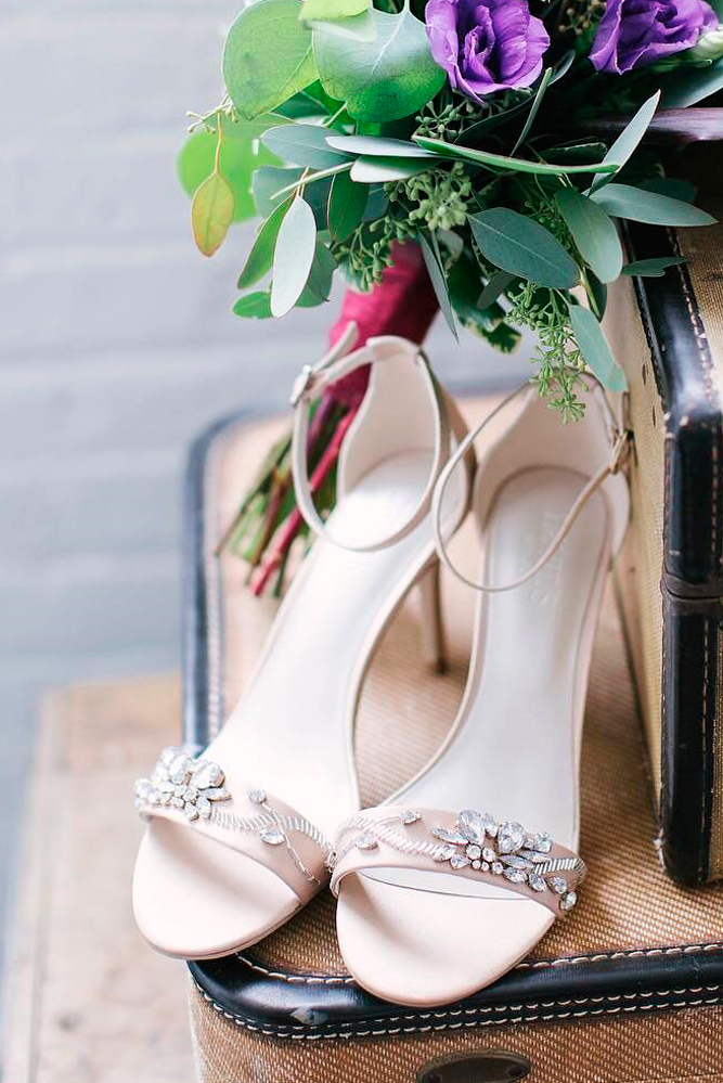 nude wedding shoes ankle straps with rhinestones medium heels davids bridal