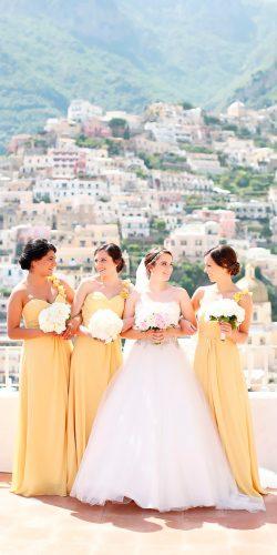 one shoulder long bright yellow bridesmaid dresses kay english