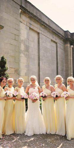 one shoulder long yellow bridesmaid dresses helen russell