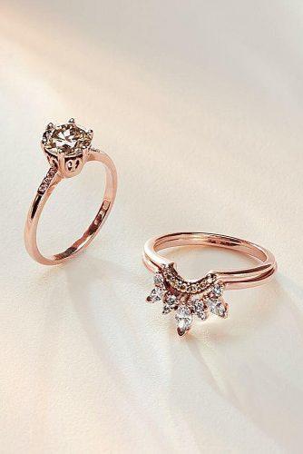 rose gold wedding rings diamond round cut modern
