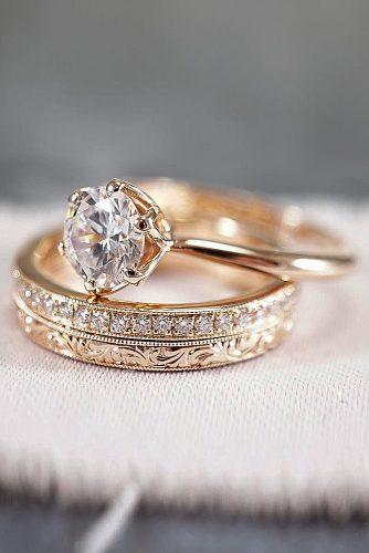 rose gold wedding rings round cut solitaire simple