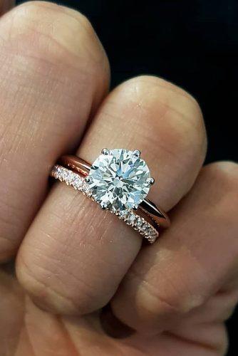 rose gold wedding rings simple classic round cut diamond