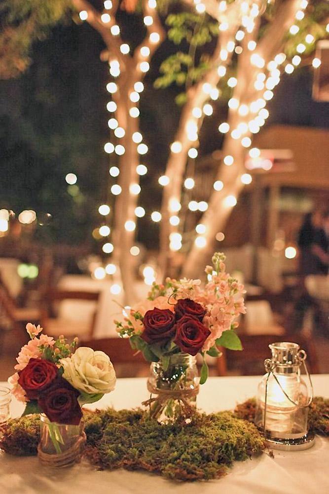 rustic wedding centerpieces red and white roses mason jar decorated with a rope luft eventos