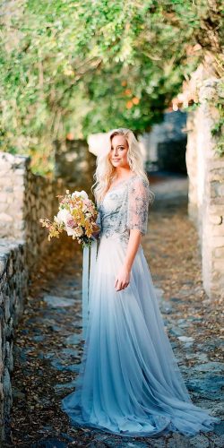 blue and white wedding gowns