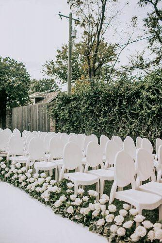 wedding ceremony decorations all white aisle with roses flowers teale photography