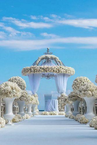 wedding ceremony decorations elegant all white flower ceremony roni_floral_design via instagram