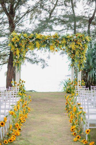 wedding ceremony decorations summer aisle and altar decorated with sunflowers the wedding bliss thailand