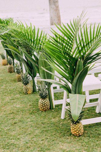 wedding ceremony decorations summer tropical with pineapples in aisle amy lynn