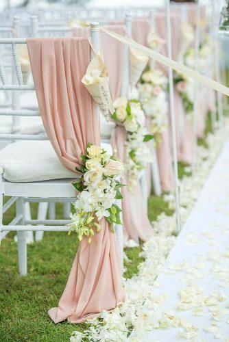 wedding ceremony decorations white flowers and pink drapink decorate the chair darinimages