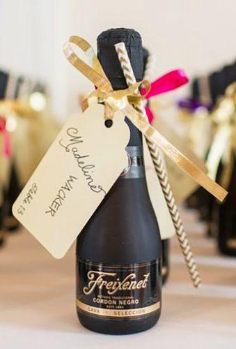 bridal shower favors little black champane bottle Stephanie Dee Photography
