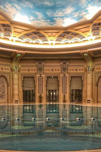 hawaii honeymoon indoor swimming pool in a beautiful room with a ceiling with sky illies_amar