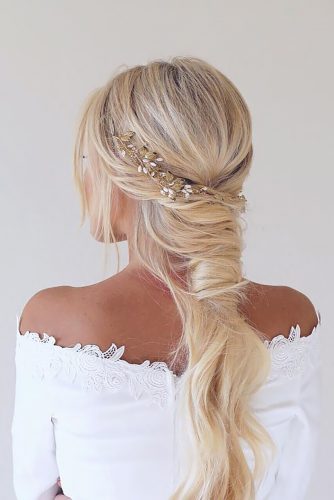 boho unique wedding hairstyles with accessories beckygaode