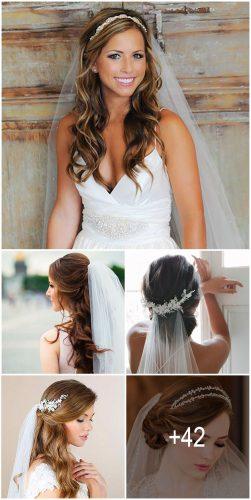 wedding updos with veil