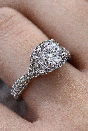 engagement ring white gold round cut diamond twist