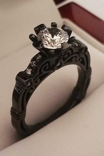 halloween wedding ideas black gold engagement rings unique solitaire diamond round