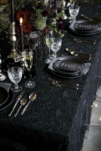 halloween wedding ideas bridal for black bridal table candles and lace tablecloth molly jane photo