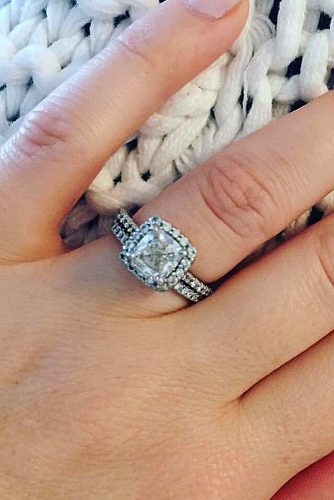 ritani cushion cut halo wedding set white gold