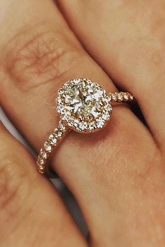 ritani oval cut halo pave band rose gold