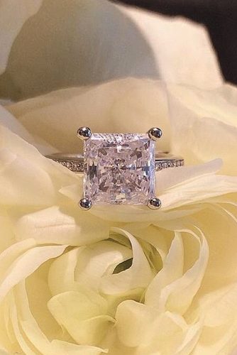 ritani pave band princess cut white gold diamond solitaire