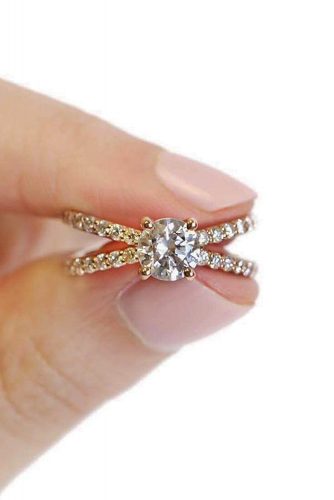 ritani solitaire round cut pave band gold