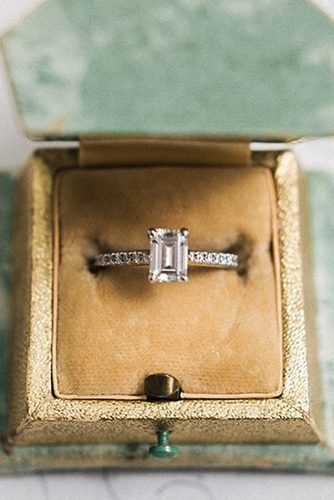 ritani white gold emerald cut solitaire pave band diamond