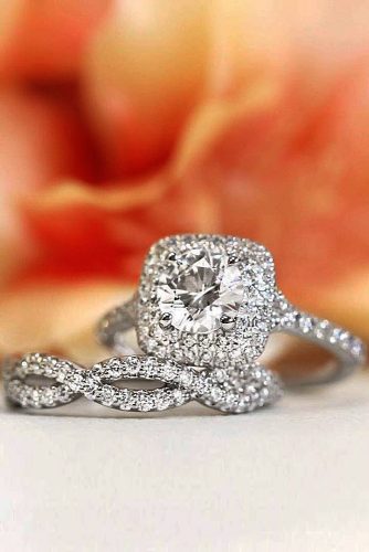 ritani white gold set pave band halo diamond