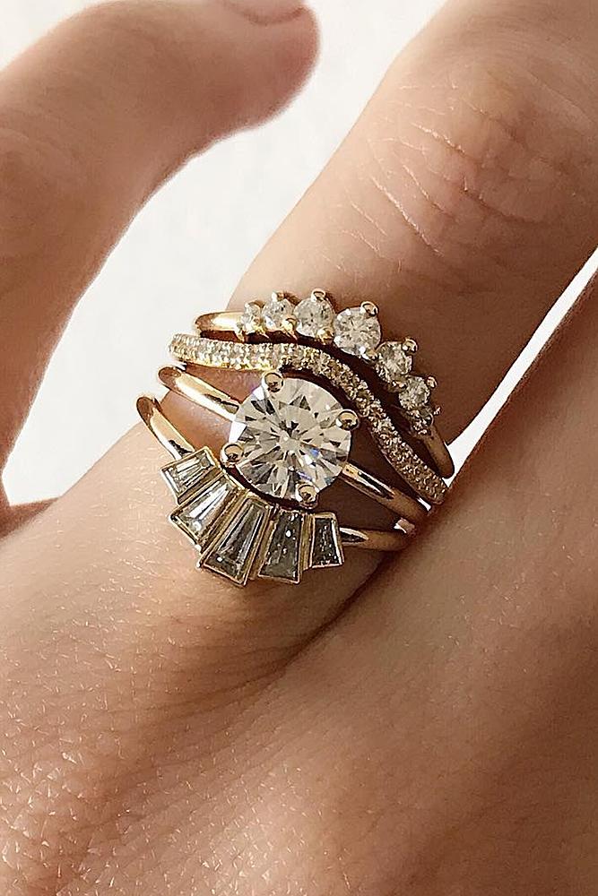 unique wedding rings round cut gold bands modern