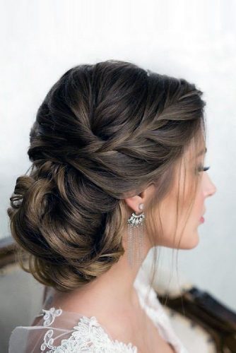 wedding updos with braids low hairstyle with a french braid elstile via instagram