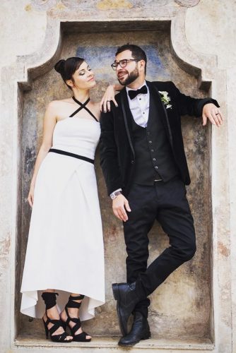 white halloween wedding dresses with black details