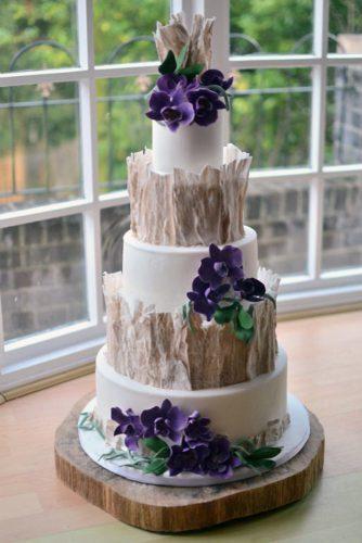 woodland themed wedding cakes white tall with orchids and wooden texture coastcakes