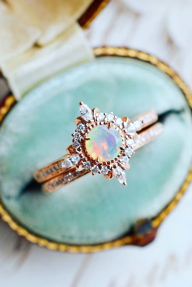 opal engagement rings unique opal rings rose gold engagement rings wedding ring sets bridal sets michelliafinejewelry