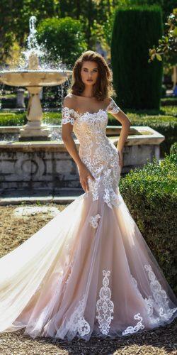 mermaid wedding dresses blush lace off the shoulder with train victoria soprano
