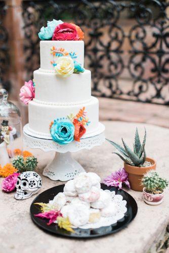 mexican wedding cake ideas white with flowers and bright ornaments dana fernandez photography