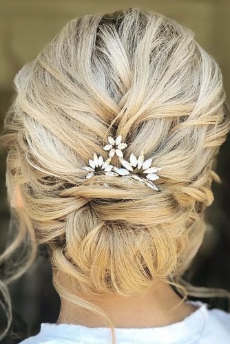 mother of the bride hairstyles messy low upgo on blonde hair with crystals hairandmakeupbysteph