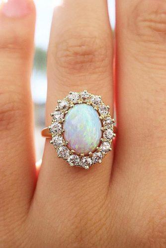 opal engagement rings rose gold oval cut halo
