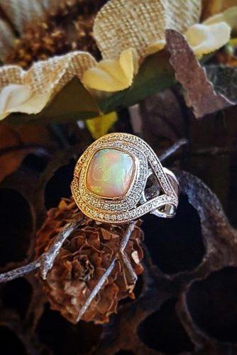opal engagement rings unique pave band twist