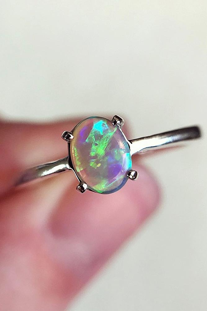 opal engagement rings white gold simple oval cut